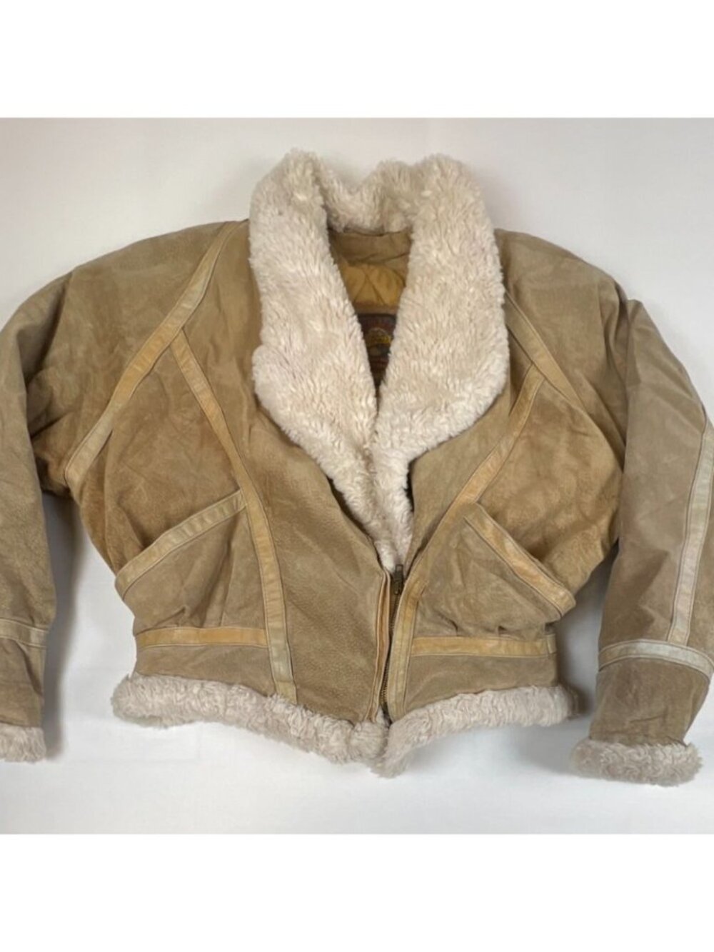 Vintage Adventure Bound Wilsons Suede Leather Bomber Jacket L Shearling 90s